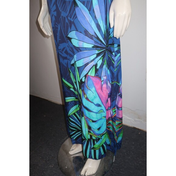Desigual Tropical Midi Dress Size XL Zarautz Navy Ruffle Straps Side Slit - Picture 4 of 10